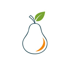 Minimalist Pear Illustration with Green Leaf and Yellow Highlight Emphasizing Simple Organic Design for Health and Wellness