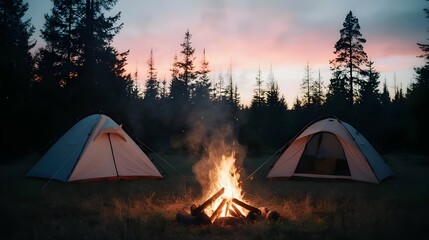 camp fire in the forest