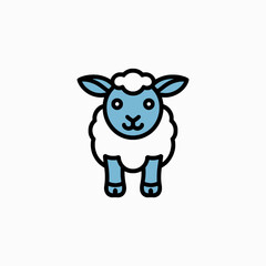 Obraz premium Cute cartoon blue sheep icon isolated on white background