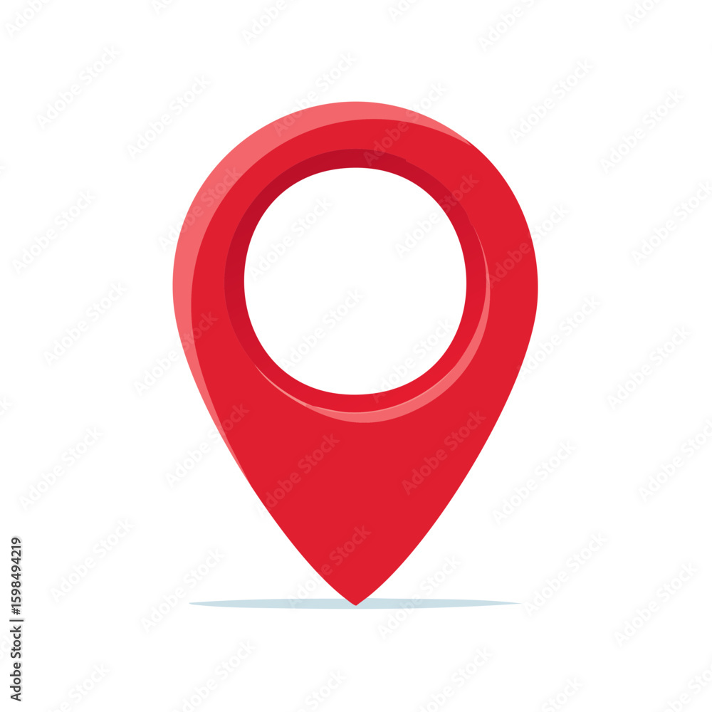 Poster a single red location pin icon for maps and navigation applications