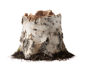 Close-up of a birch tree stump