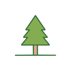 Fototapeta premium Minimalist evergreen illustration. Single tree graphic, outline style. Forest icon isolated, holiday decor. Simple design