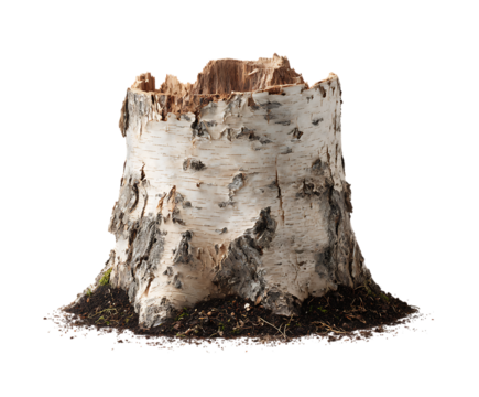 Close-up of a birch tree stump