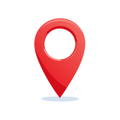 Vibrant Red Location Pointer: Navigational Symbol with Modern Design and Precise Positioning