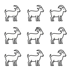 Collection of goat illustrations isolated on white background
