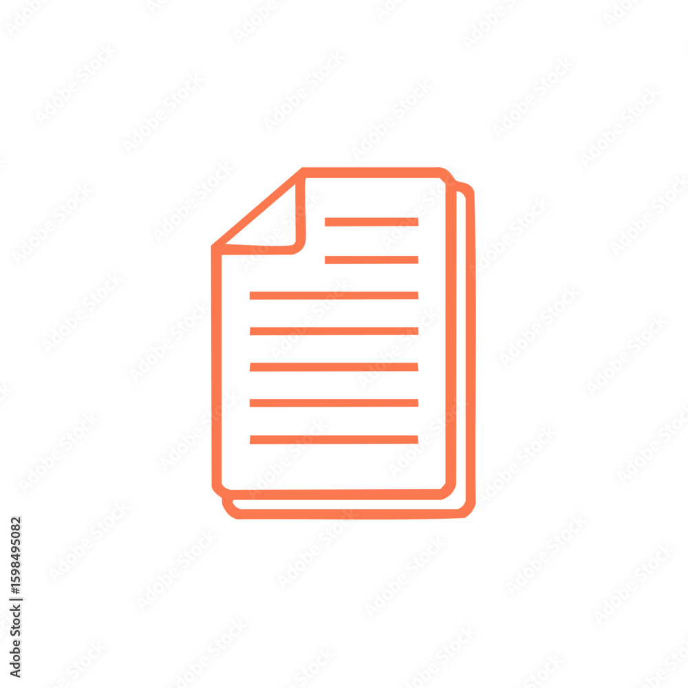 Poster stack of documents with lines of text in simple line style orange color