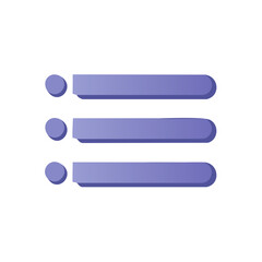 Obraz premium List icon set with bullet points and horizontal bars, layout with items, steps, or options in soft purple palette