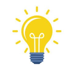 Bright Yellow Lightbulb Illustration Shining Radiating Idea Concept Inspiration