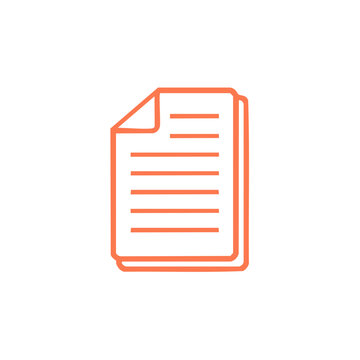 Fototapeta Stack of documents with lines of text in simple line style orange color