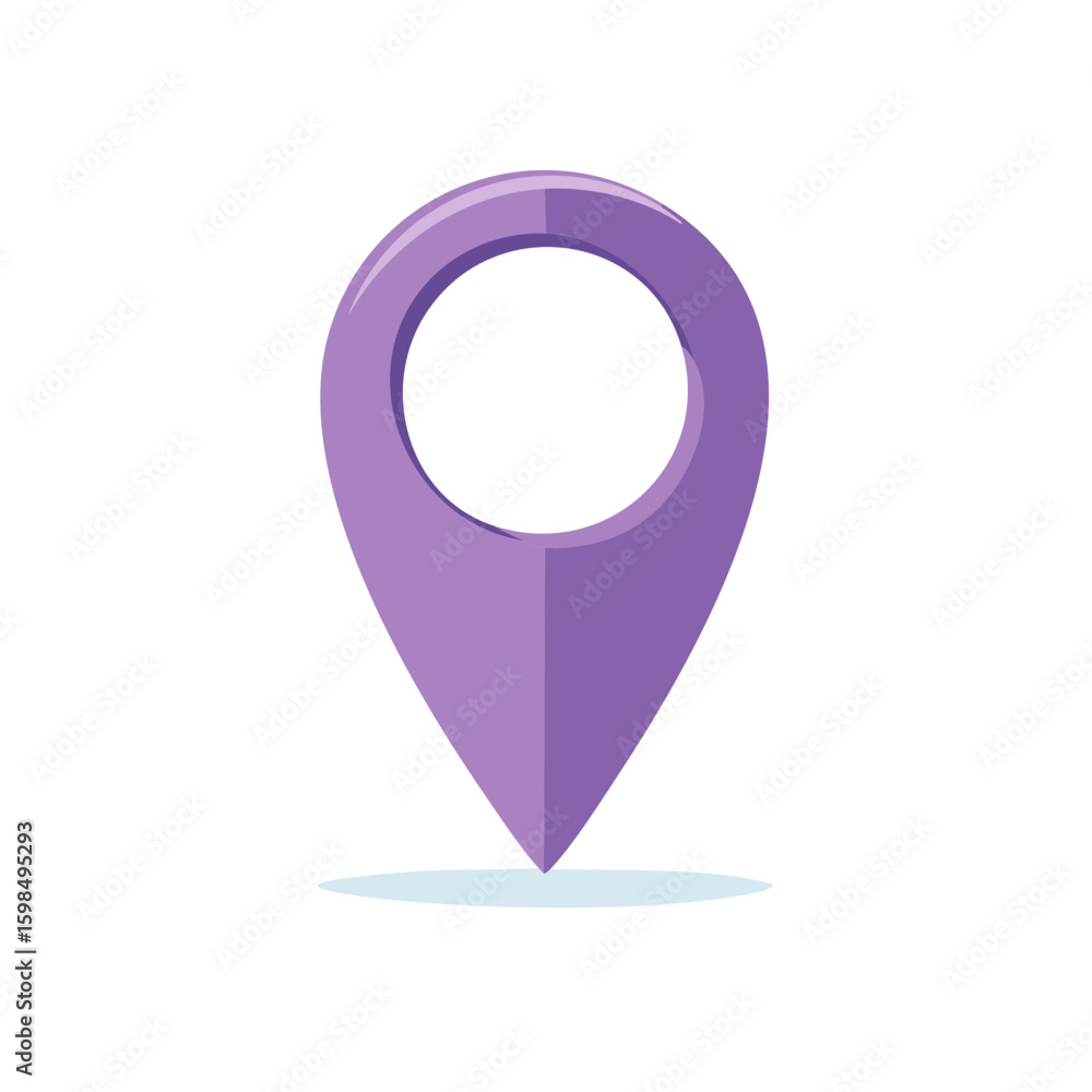 Poster simple purple map pointer icon for navigation and location on a travel guide