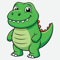 Obraz premium Funny Cartoon Dinosaur Vector Design Featuring a Chubby Green Dinosaur with a Playful Expression Ideal for Children s Illustrations and Humorous Graphic Design Projects