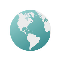 Obraz premium Clean Earth Planet Globe Displaying the Americas in Teal and White Design Graphic Element Global Vision and Modern Cartography