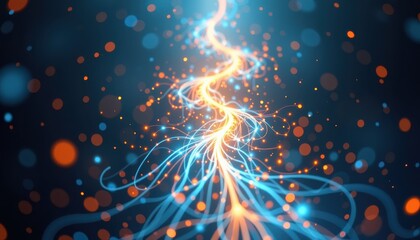abstract light trails flowing along a glowing spine energy healing concept