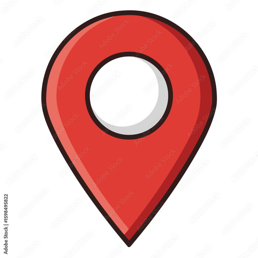 Poster flat design location pin icon with sharp edges simple shape and modern style suitable for maps navig
