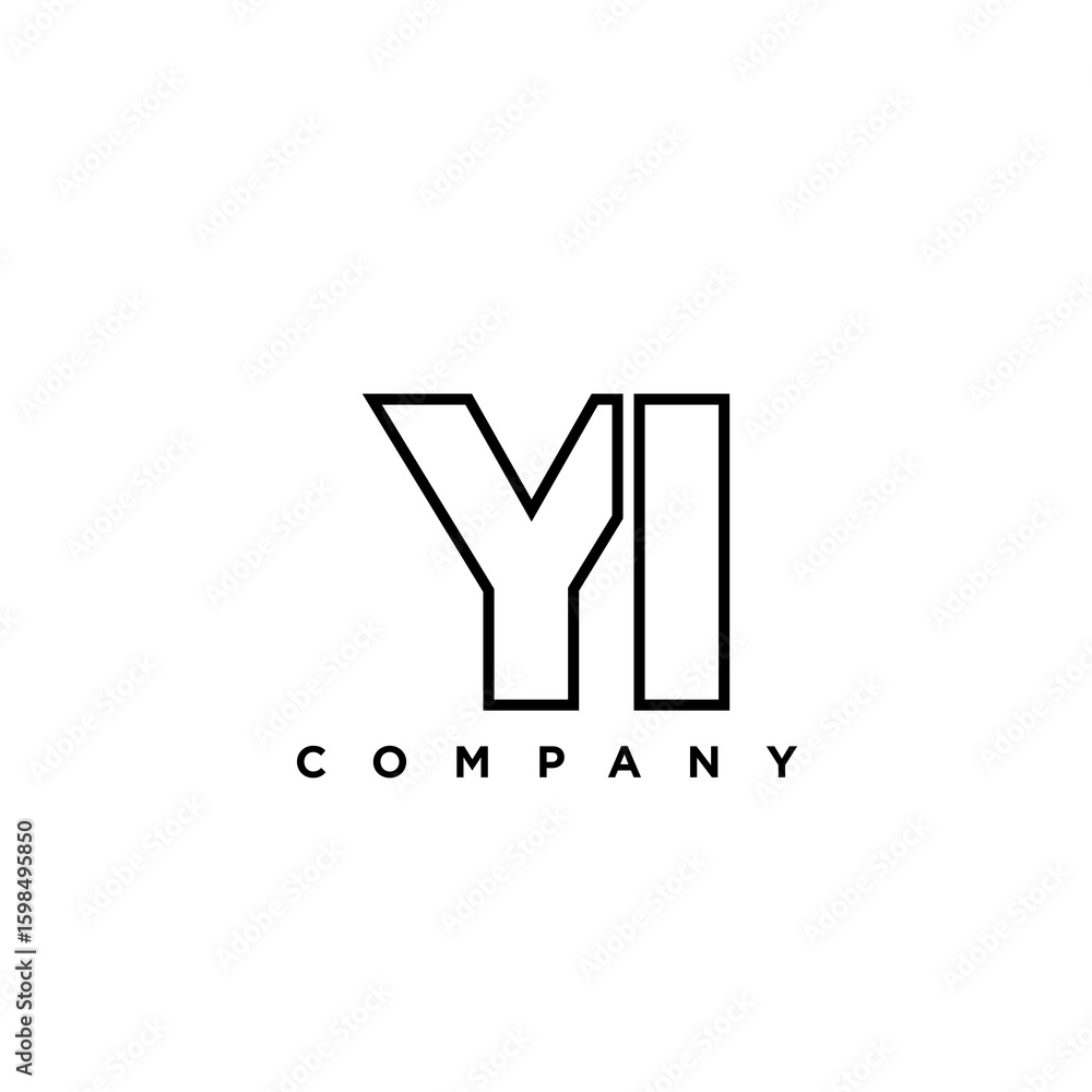 Poster letter y and i, yi logo design template. minimal monogram initial based logotype.