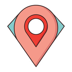 Sharp Geometric Location Pointer Icon with Cat Illustration Overlay in CMYK Colors Featuring Helvetica and Courier Fonts for a Modern and Playful Design Aesthetic