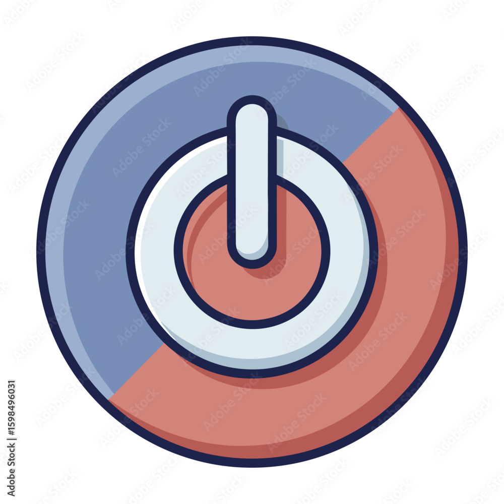 Poster single flat design power button icon in a circle and vertical orientation for user interfaces this i