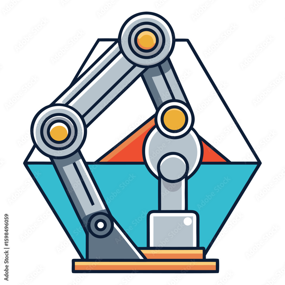 Poster geometric robotic arm icon design sharp mechanical vector graphic this icon set features single high