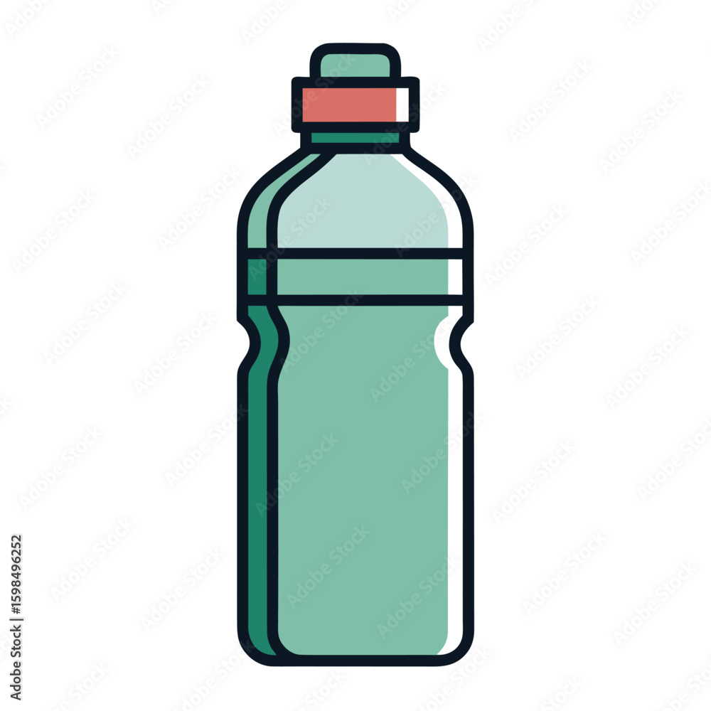 Poster Flat Minimalist Water Bottle Icon Design with Modern Style Clean Lines and a Simple Aesthetic for Hydration and Reusable Container Concepts in Vector Format