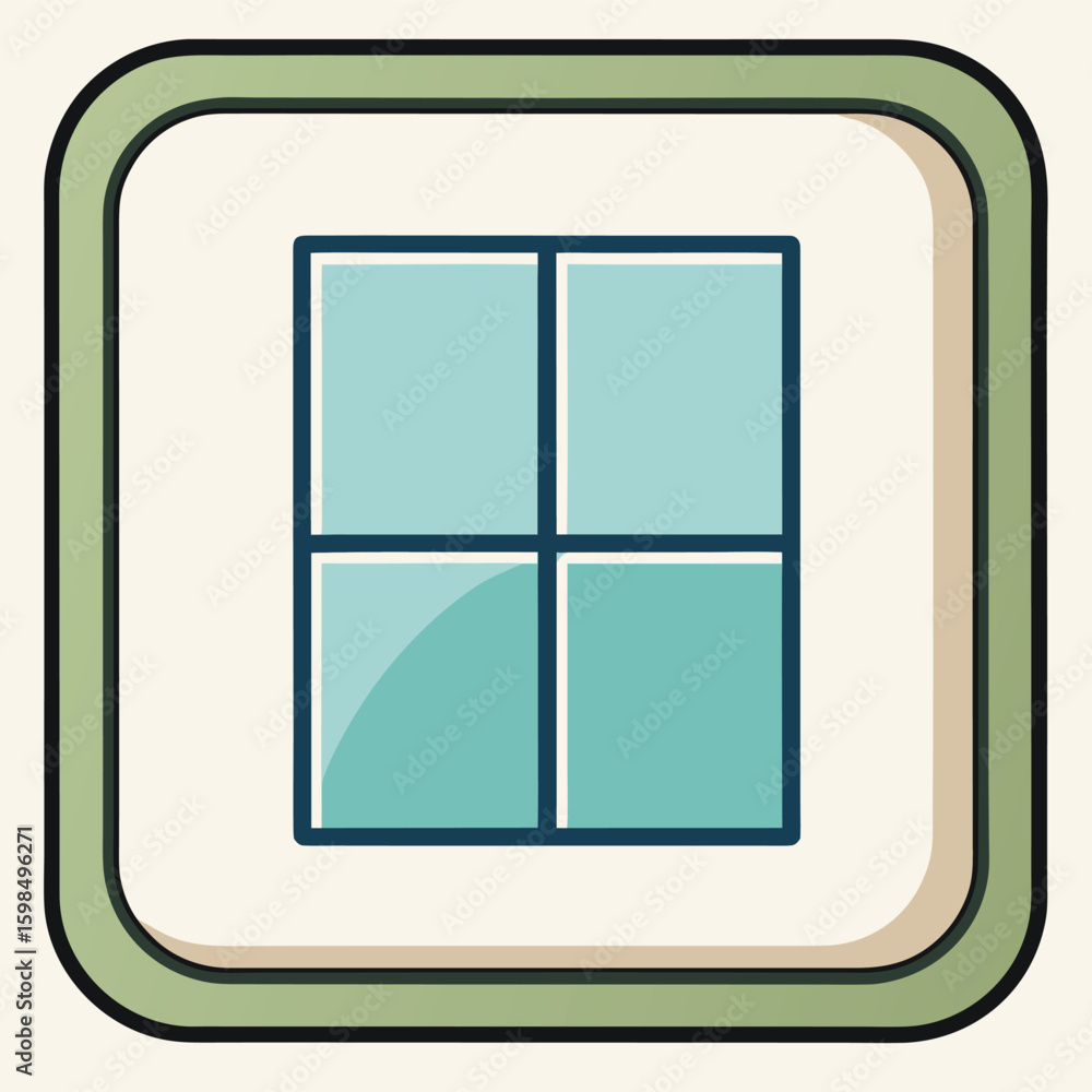 Poster minimalist window icon design with square pane clean lines and modern aesthetic for user interface a