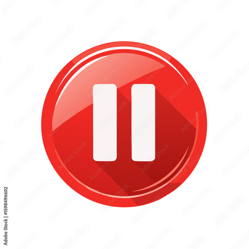 Poster red pause button icon - symbol for stopping media playback or halting operations
