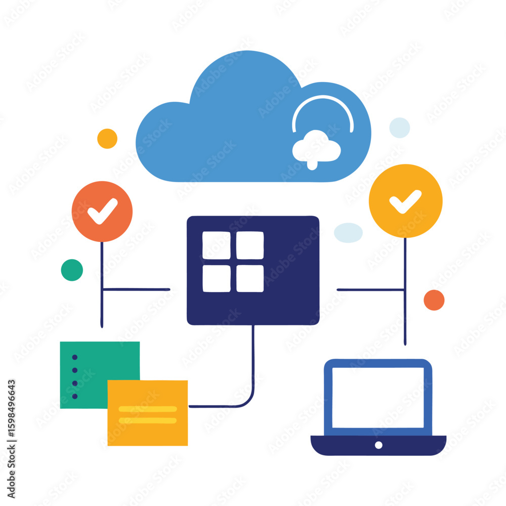 Poster remote collaboration tools illustration showing team communication and connection isolated on white 