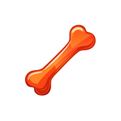 Fototapeta premium Shiny Orange Dog Bone Cartoon Style Illustration, Pet Treat, Goodies and Bones