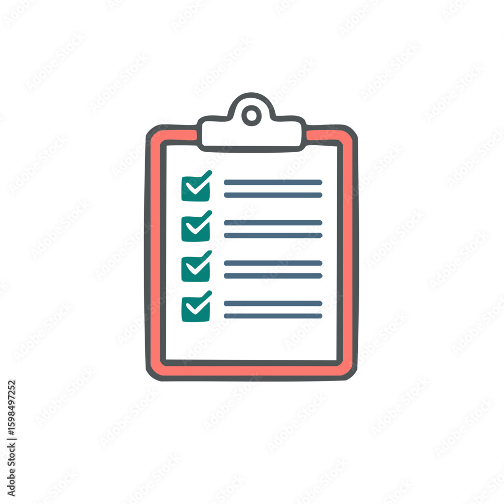 Aufkleber checklist on clipboard with check marks and blank lines vector illustration