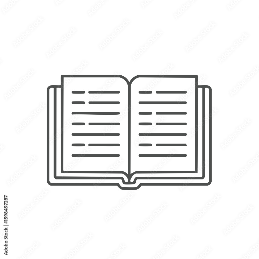 Poster opened book with text rows minimalistic style educational resource icon