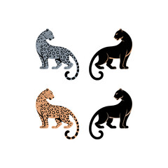 Obraz premium Four stylized big cats isolated on white background