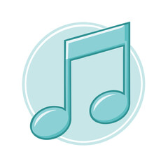 Pastel Blue Eighth Note Icon, Musical Illustration, Vector Graphic Design, Sound and Art Theme.