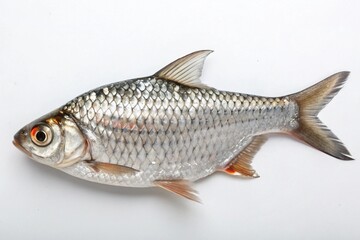 Fototapeta premium A silver freshwater fish on a white background