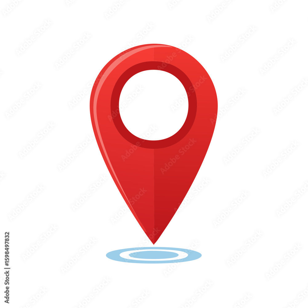 Poster vibrant red location pin icon displaying map marker symbol for precise navigation and placement illu