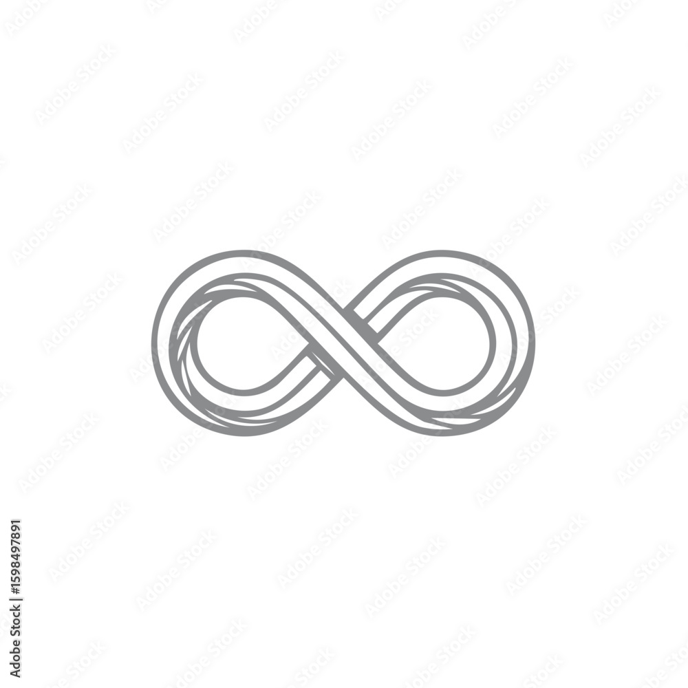 Poster infinity symbol with multiple curved lines representing endless loop and limitless concept