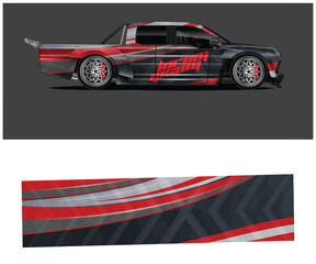Obraz premium Stylized Truck with Custom Red and Gray Racing Livery Design Illustration
