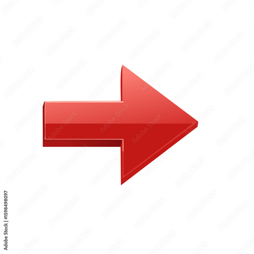 Aufkleber shiny red arrow directional sign pointing right navigation guidance marker
