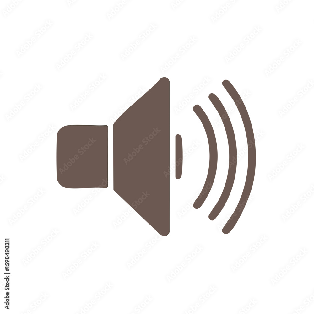 Poster sound audio volume loudspeaker icon with wavy lines emanating outward communication flat vector styl