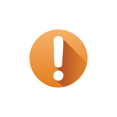 Bold Orange Exclamation Point in Circle Icon with Long Shadow Signifying Alert Warning Attention Important