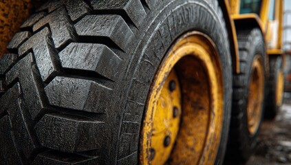 Closeup of large tractor tires