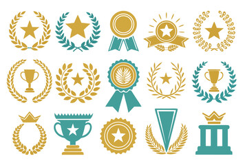 Laurel Wreath, and Trophy Icon Set