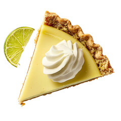 Slice of Key Lime Pie with Whipped Cream and Lime Garnish
