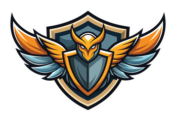 Fototapeta premium Shield Wings Logo Mascot Vector Style Clipart Emblem Graphic Design Illustration Template