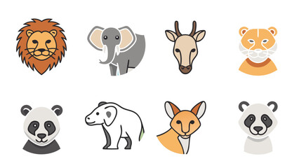 Fototapeta premium Wild Animal Vector Icon & Avatar Collection