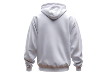 3d white hoodie back view isolated on transparent background