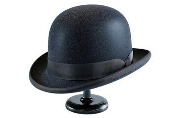 3d classic bowler hat isolated on transparent background