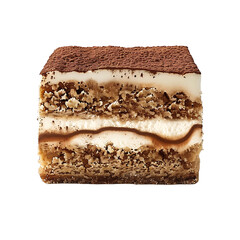 Layered Tiramisu Dessert with Cocoa Powder and Cream