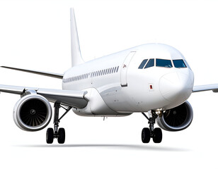 Airplane landing with white background.