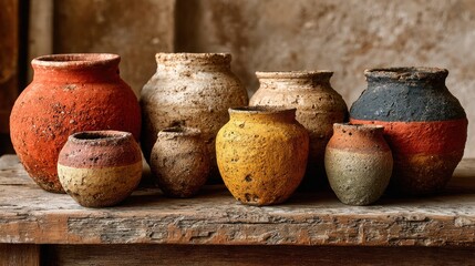 Unique Collection of Handcrafted Clay Pottery Pieces Showcasing Natural Textures and Celebrating Artisan Craftsmanship in Eco-Friendly Decor