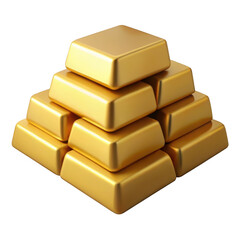 Stack of Gold Bars on Transparent Background