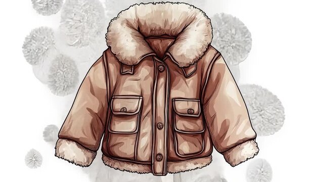 Beige winter jacket illustration